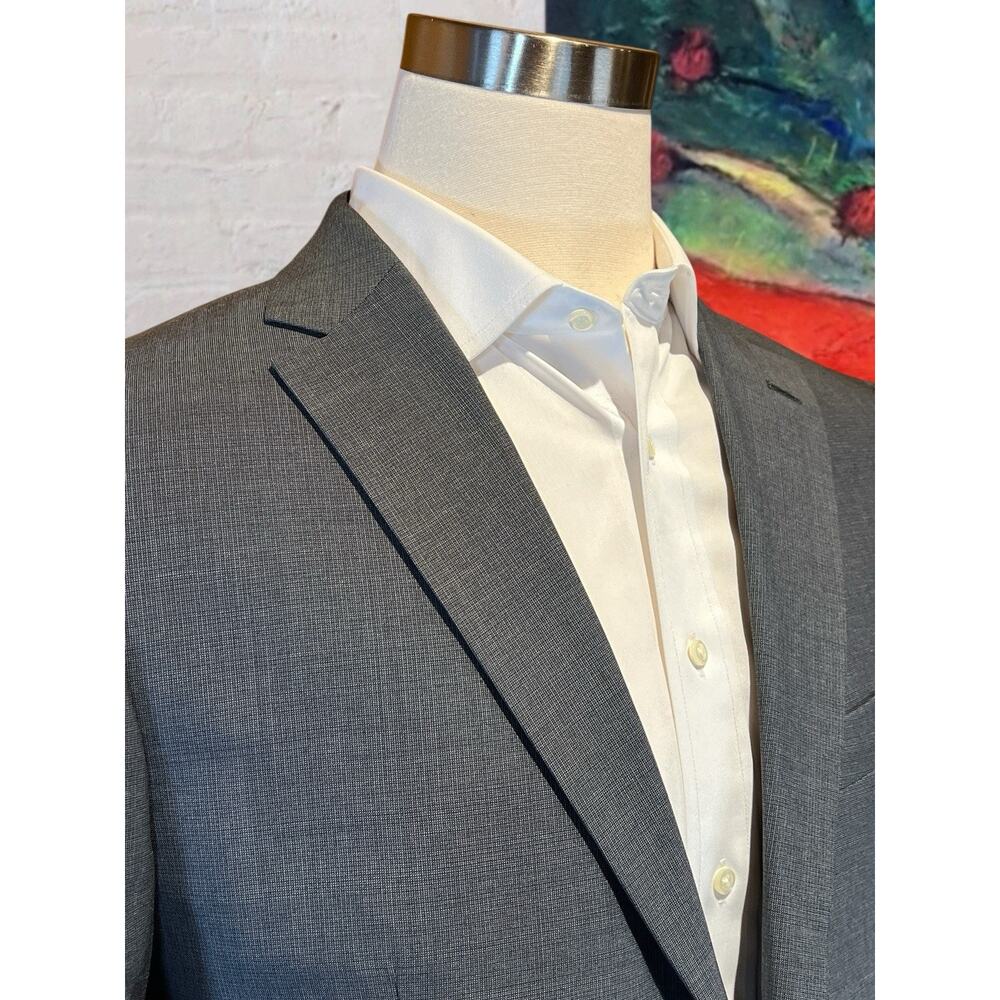 Hugo Boss 40-42R Slate Gray Super 100s Nailhead Blazer Suit Jacket - Picture 6 of 13